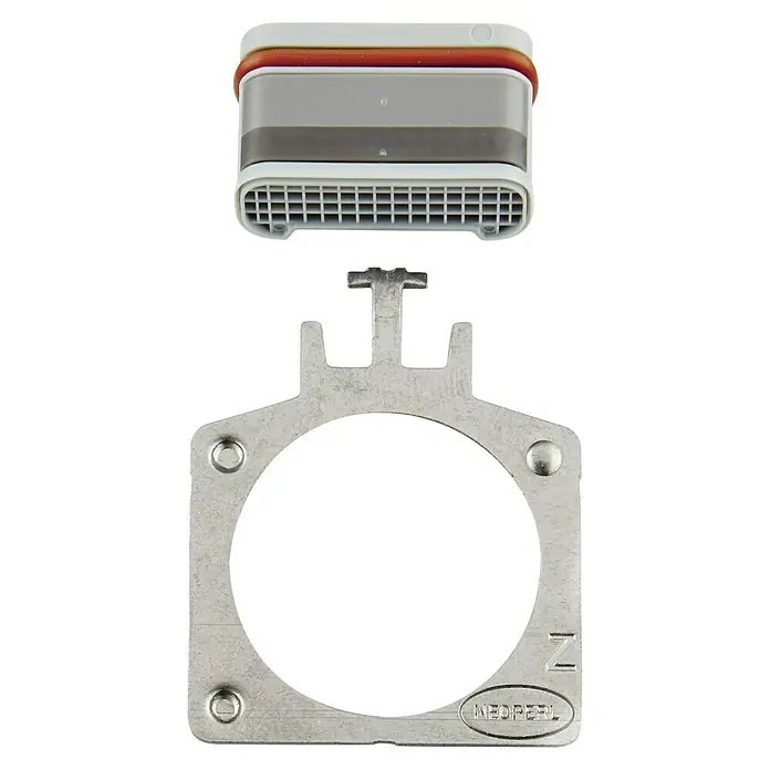 Grohe Allure Luftsprudler - Grohe Allure Waschtischarmatur, Durchflussmenge: 7,5 l/min - 9 l/min - Das Bild zeigt ein Neoperl-Produkt, bestehend aus einem Adapter und einer Halterung, die zusammen ein Wasserhahn-Zubehör bilden.