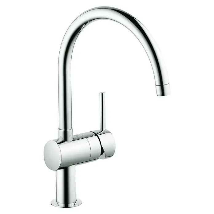 Grohe Spültischarmatur Minta - C-Auslauf, Chrom, Glänzend, Schwenkbar - Ein moderner, verchromter Hansgrohe Küchenarmatur mit hohem Auslauf und Hebel, perfekt für jede moderne Küche.