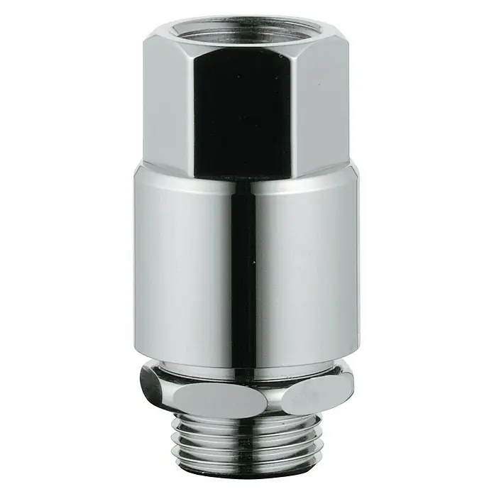 Grohe Rohrbelüfter - ½″, Chrom - Detailaufnahme eines glänzenden Sanitärverbindungsstücks, das für eine sichere und dichte Installation in Sanitärsystemen sorgt.