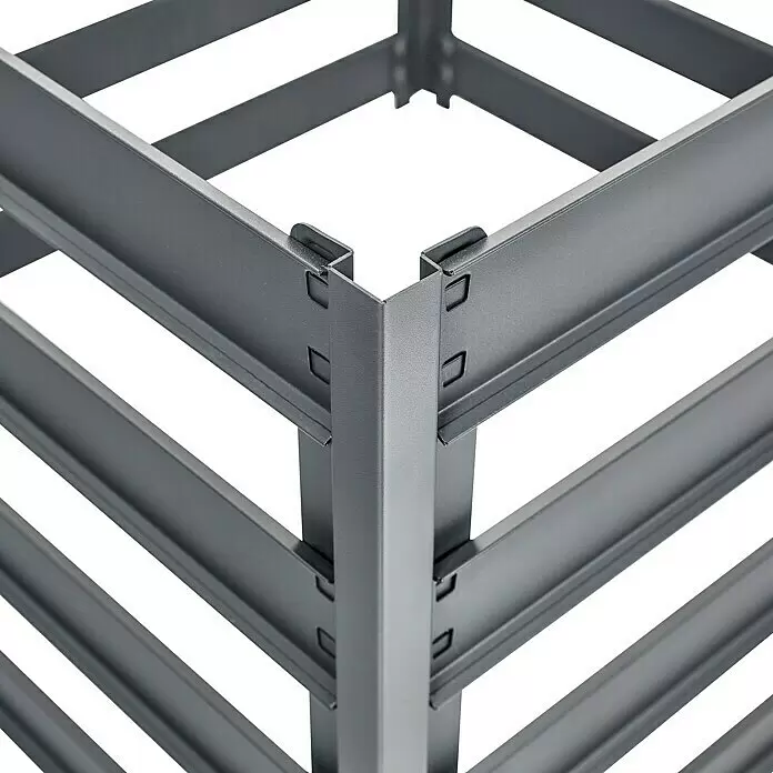 Gardol Komposter - 600 l, 93 x 93 x 70 cm - Dunkelgraue Metalleckverbindung mit C-Profil-Trägern und robusten Gelenkverbindungen.