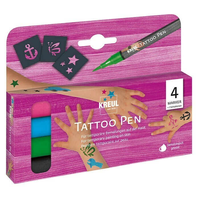 KREUL Set di penne per tatuaggi Ancora, Stelle, Farfalla
