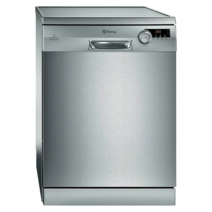 Balay Lavavajillas libre instalación 3VS506IP - Ancho: 60 cm, Número de cubiertos: 12 ud., Consumo de agua por uso: 9,5 l - Lavavajillas Balay plateado con pantalla digital. El aparato es independiente y tiene un acabado de acero inoxidable.