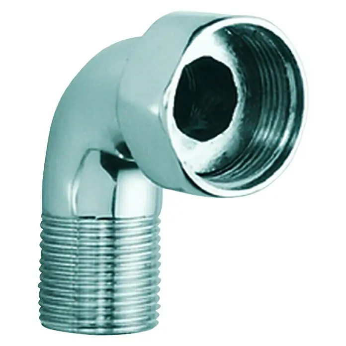 Grohe Gewindeanschluss - Grohe Thermostatarmatur Grohtherm XL, Außengewinde: ⁵⁄₄″, Innengewinde: ³⁄₂″ - Ein verchromter 90-Grad-Winkelverbinder mit Gewindeenden für Sanitäranwendungen.