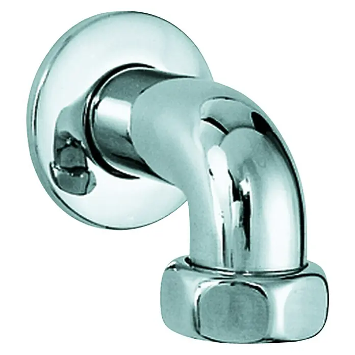 Grohe Wassergeräteanschluss - Ausladung: 90 mm - Nahaufnahme eines verchromten Winkelstücks mit Rosette und Mutter, glänzend und robust.
