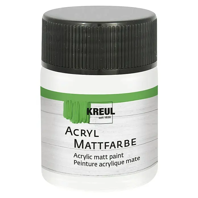 KREUL Acrylfarbe Matt - Pastellweiß, 50 ml - Ein Tiegel Kreul Acryl Mattfarbe, ideal für Künstler und Bastler, die matte Farbergebnisse auf verschiedenen Oberflächen erzielen möchten.