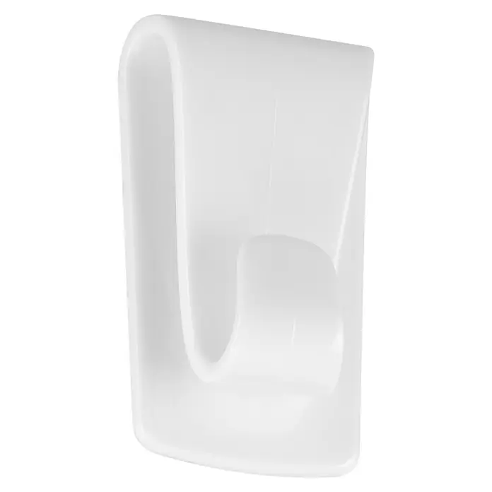 Tesa Powerstrips Klebehaken Wallpaper - Kunststoff, Weiß - Nahaufnahme eines weißen, modernen Wandhaken für Badezimmer oder Küche, ideal zur Aufbewahrung.