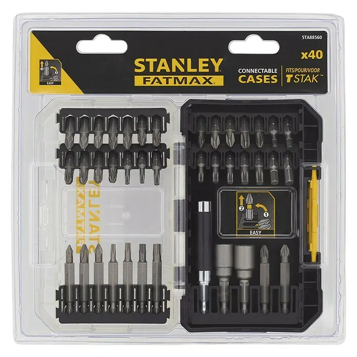Stanley FatMax Bit-Set STA88560-XJ - 40 -tlg. - Stanley Fatmax Schrauberbit-Set mit 40 Teilen in übersichtlicher, stapelbarer Aufbewahrungsbox für verschiedene Schraubarbeiten.