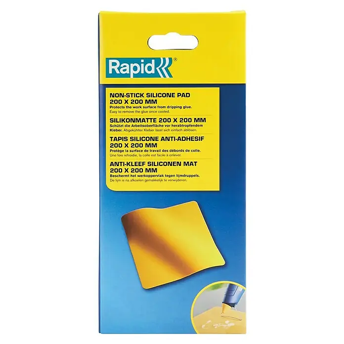Rapid Silikonmatte - 20 x 20 cm - Rapid Antihaft-Silikonunterlage 200x200 mm: Schützt Oberflächen vor Kleber, leicht zu reinigen nach dem Abkühlen.