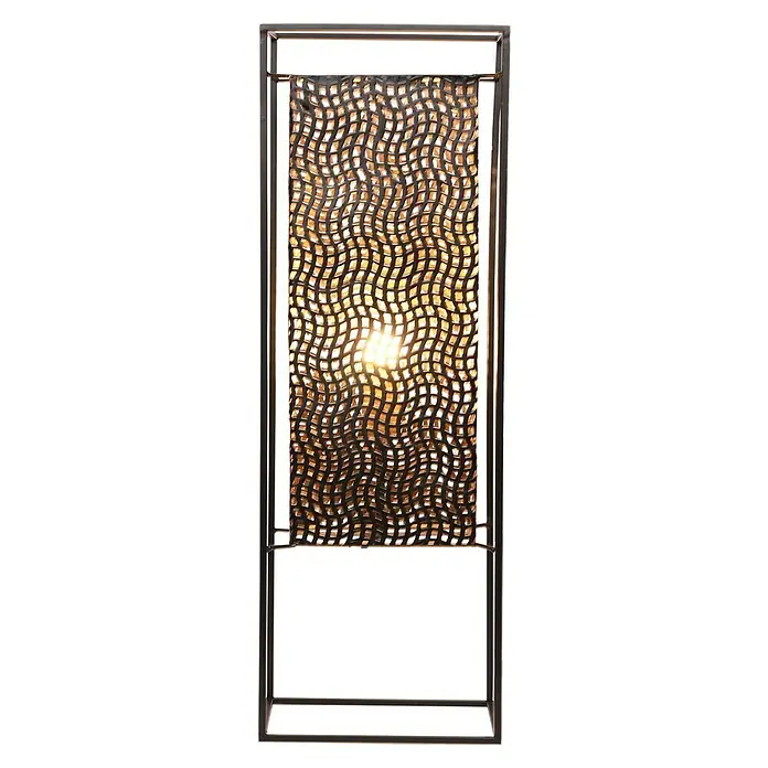 Stehleuchte40 W, Höhe: 76 cm, Schwarz - Elegante Stehlampe mit gewelltem Schirm in einem schlanken Metallrahmen, die ein warmes, einladendes Licht verbreitet und jedem Raum eine besondere Note verleiht.