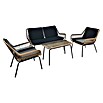 Conjunto de muebles Carolina (4 pzs., Ratán sintético/Acero, Negro) | BAUHAUS