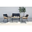 Conjunto de muebles Carolina (4 pzs., Ratán sintético/Acero, Negro) | BAUHAUS