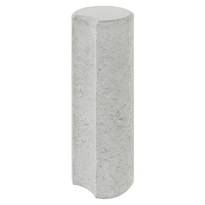 Diephaus Kleinpalisade - Ø x H: 15 x 60 cm, Grau, Beton - Das Bild zeigt eine strukturierte, zylindrische Säule mit einer geschnittenen Kante, ideal für moderne architektonische Akzente.
