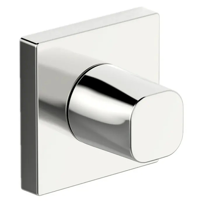 Hansa UP-Ventil UPV0228 - Chrom, Glänzend - Nahaufnahme eines glänzenden, quadratischen Wasserhahngriffs, der ein modernes Baddesign betont und durch seine klare Form besticht.