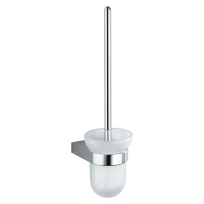 Keuco Elegance Ersatz-Bürstenglas - Kunststoff, Weiß, Oval - Wandmontierte WC-Garnitur mit satiniertem Glasbehälter und verchromtem Griff und Halterung, ideal für moderne Badezimmer.
