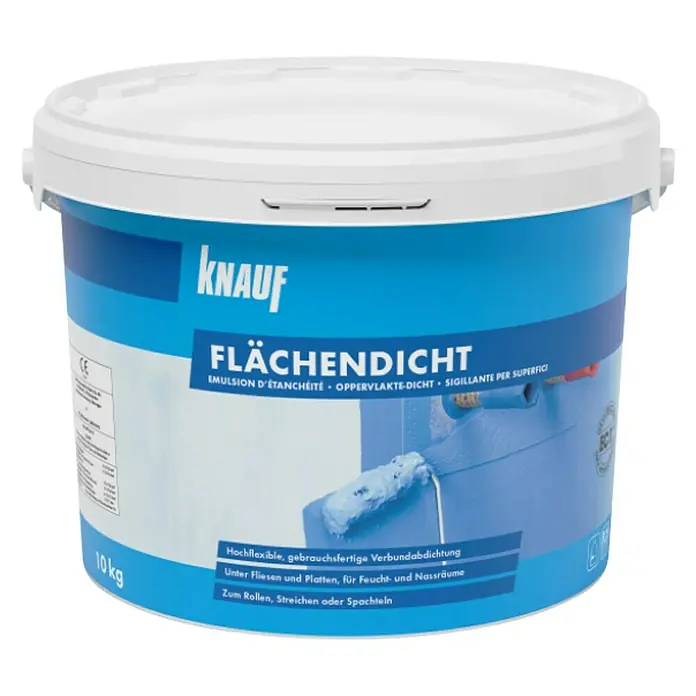Knauf Flächendicht - 10 kg - Knauf Flächendicht: Flüssigabdichtung für Wand- und Bodenflächen in Feucht- und Nassräumen, 10 kg Gebinde.