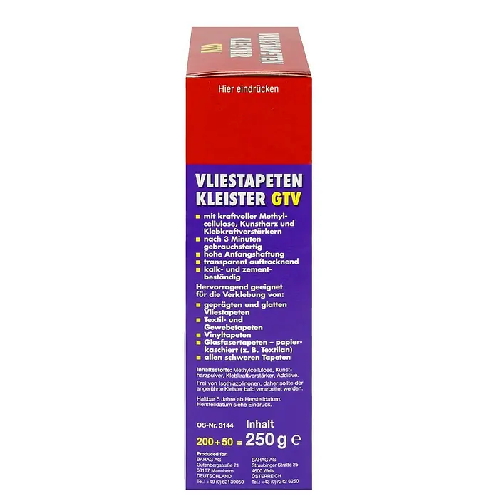 Swing Decor Tapetenkleister Vlieskleister - 250 g - Tapetenkleister GTV: Starker Kleister für Vliestapeten, Textil-, Gewebe- und Vinyltapeten. Ideal für den Innenbereich, hohe Anfangshaftung.