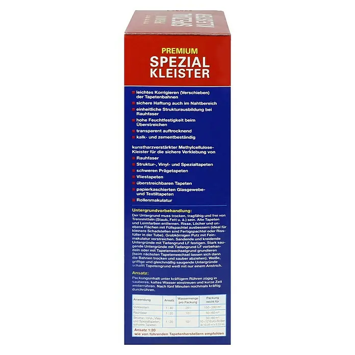 BAUHAUS Premium Tapetenkleister Spezialkleister - 500 g - Premium Spezial Kleister: Kunstharzverstärkter Methylcellulose-Kleister für die sichere Verklebung von Raufaser und Spezialtapeten.