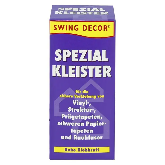 Swing Decor Tapetenkleister Spezialkleister - 200 g - Abbildung einer Packung Spezialkleister von Swing Decor für die sichere Verklebung von Tapeten und anderen Materialien.
