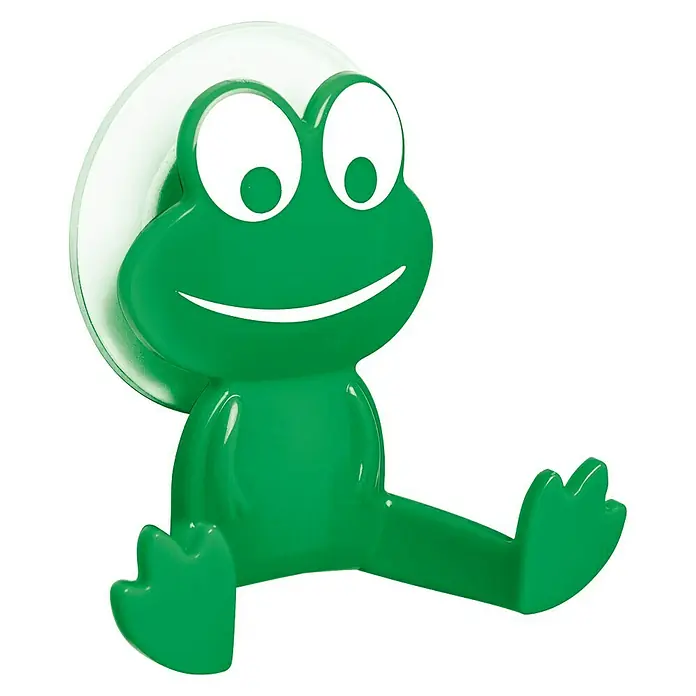 Wenko Hebelsaughaken - Anzahl Haken: 2 Stk., Grün, 1 Stk. - Dieser niedliche grüne Frosch mit Saugnapf ist ein praktischer und dekorativer Helfer im Badezimmer.