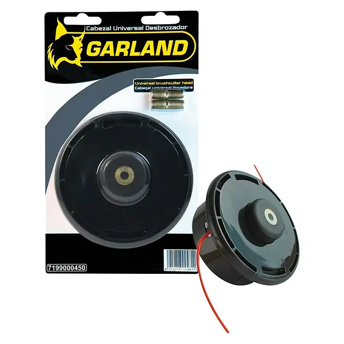Garland Cabezal de corte Universal - Grosor de hilo: 1,5 mm - Cabezal universal Garland para desbrozadora. Un cabezal robusto con cordones de nylon para cortar césped y malas hierbas.