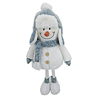 Figura decorativa Muñeco de nieve Mads (Altura: 52 cm, Blanco/Azul/Naranja)