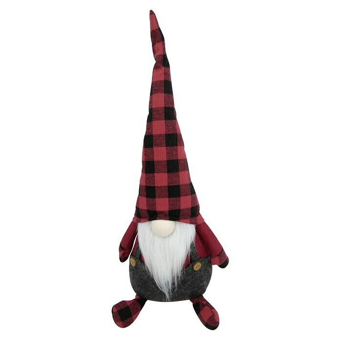 Gnomo de navidad Daven (Altura: 45 cm, Cuadrados rojo/negro) | BAUHAUS