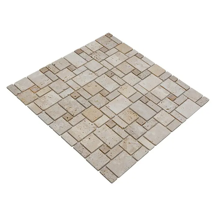 Mosaikfliese NCT 414 - 30,5 x 30,5 cm, Beige, Matt - Beige Naturstein Mosaikfliese in quadratischer Form, ideal für Wand- und Bodendesign, bietet eine robuste und stilvolle Oberfläche.