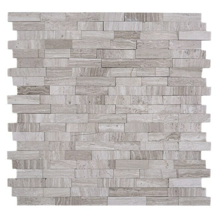 Samoljepljiva mozaik pločica (30,5 x 30,5 cm, Prirodni kamen, Sivo / bijelo)