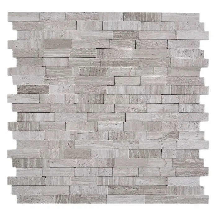 Selbstklebemosaik SAM 4NM12 - 30,5 x 30,5 cm, Grau/Weiß, Matt - Graue Steinmosaikfliese, ideal für Wandverkleidungen im Innenbereich, besticht durch ihr elegantes und zeitloses Design für moderne Wohnräume.