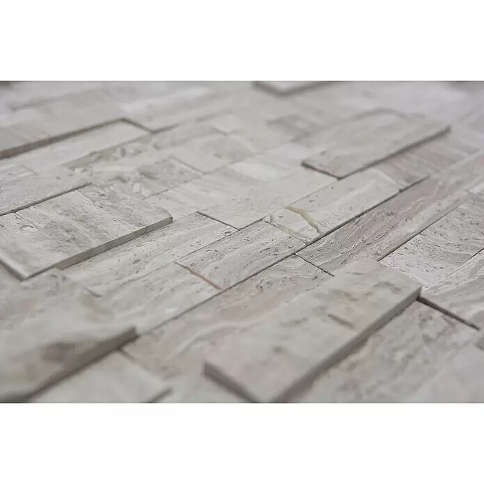 Selbstklebemosaik SAM 4NM12 - 30,5 x 30,5 cm, Grau/Weiß, Matt - Detailaufnahme