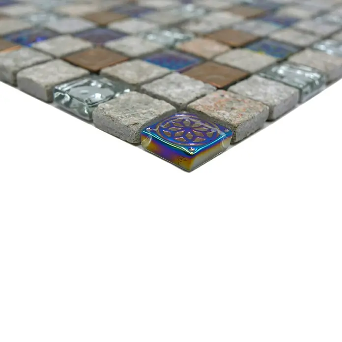 Mosaikfliese Quadrat Crystal Mix XCM CR37 - 29,8 x 29,8 cm, Grau, Matt - Mosaikfliesen mit verschiedenen Texturen und Farben für Wand- und Bodendesign.
