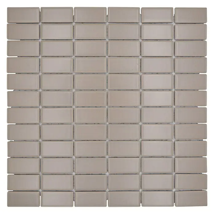 Mosaikfliese Stäbchen Uni ST 415 - 29,8 x 29,8 cm, Beige/Braun, Matt - Rechteckige, beige glänzende Fliesen für eine elegante und moderne Wandgestaltung. Die Glasmosaikfliesen sind ideal für Küche und Bad.