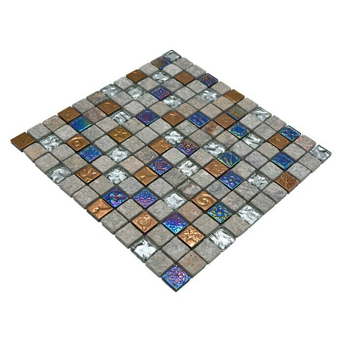 Mosaikfliese Quadrat Crystal Mix XCM CR37 (29,8 x 29,8 cm, Grau, Matt)