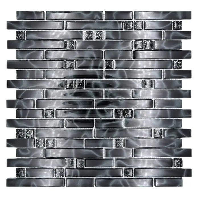 Mosaikfliese Verbund Crystal Chic XCM MV708 - 29,8 x 30,4 cm, Glänzend - Elegantes Mosaikfliesen-Design in Grau- und Silbertönen. Perfekt für stilvolle Wandverkleidungen im Innenbereich mit schimmernden Akzenten.