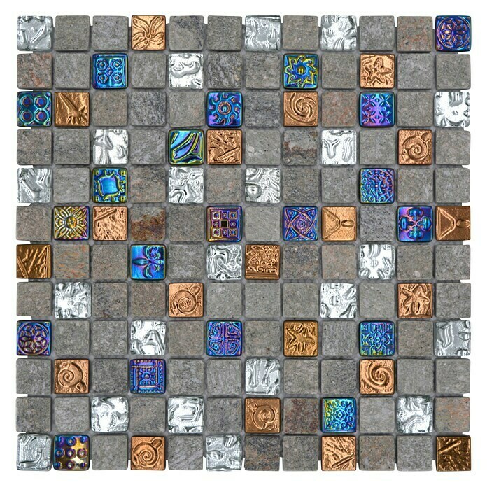 Mosaikfliese Quadrat Crystal Mix XCM CR37 (29,8 x 29,8 cm, Grau, Matt)