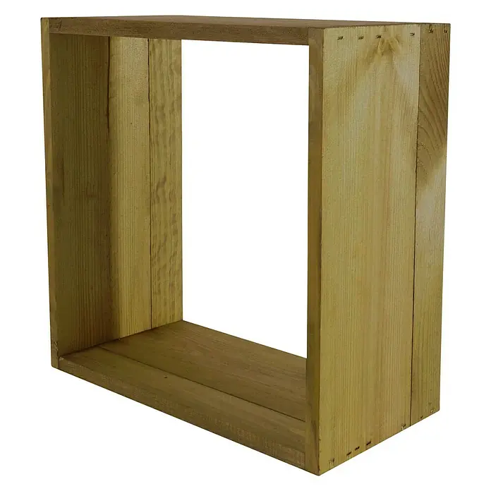 T & J Sichtschutzelement Labo Fenster - 36 x 36 cm, Passend für: Labo-Weidengeflechtsystem, Braun - Holzregal mit rechteckiger Form, gefertigt aus hellem Kiefernholz, ideal für die Wandmontage und zur Aufbewahrung von Büchern oder Dekorationsgegenständen.