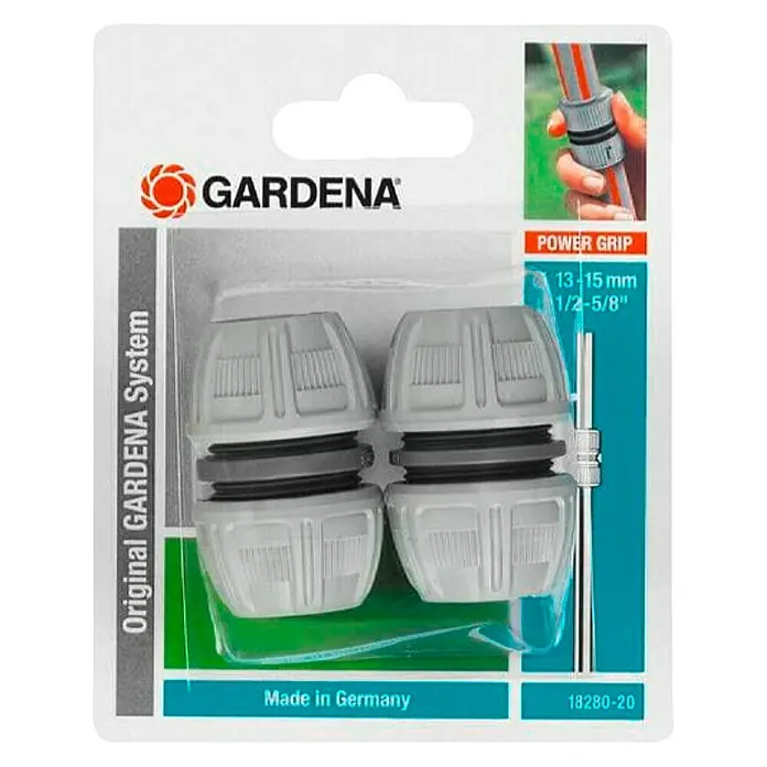 Gardena Reparator - 2 Stk. - Gardena Original System Kupplung für Gartenschläuche mit Power Grip für sicheren Halt und einfache Installation. Made in Germany.