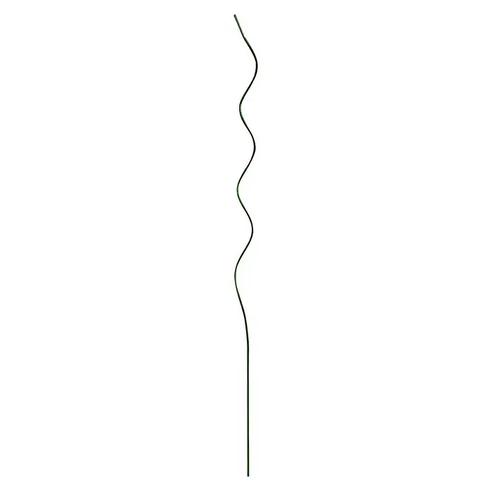 Bellissa Tomatenspirale - Ø x L: 0,5 x 110 cm, Stahl, Grün - Aufnahme einer vertikalen, wellenförmigen Spirale eines grünen Kaktus, die sich vor einem schwarzen Hintergrund nach oben windet.