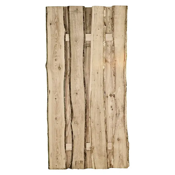 T & J Sichtschutzelement Jütland - B x H: 90 x 180 cm, Natur - Rustikale Holzwand mit einzigartiger Maserung und natürlicher Baumkante, ideal als dekoratives Element.
