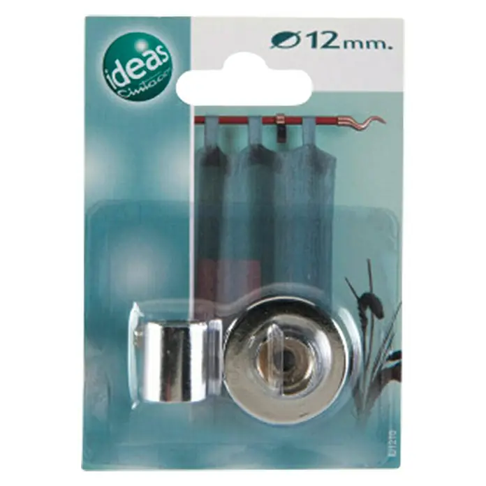 Tapa final Ideas 12 - Cromo, 1 ud. - Embalaje de una cerradura de puerta cromada de 12 mm, ideal para baños y aseos. Fácil instalación con instrucciones claras.