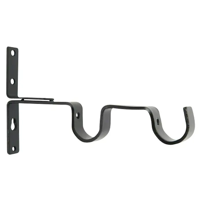 Soporte de pared doble - L x An x Al: 14,2 x 1,6 x 4,9 cm, Diámetro: 16 mm, Metal, Negro - Soporte de barra de cortina doble negro para montaje en pared. Ideal para cortinas de doble capa, decoración elegante de ventanas.