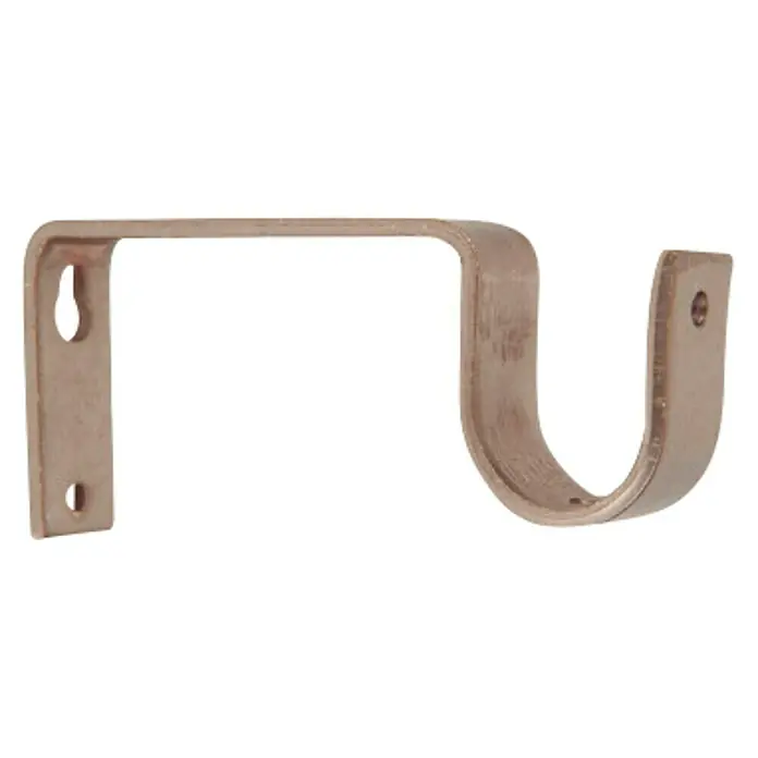 Soporte de pared Ferro Wood - L x An x Al: 10 x 1,6 x 4,6 cm, Diámetro: 22 mm, Metal - Primer plano de un soporte dorado para barra de cortina para montaje en pared, ideal para decoraciones de ventana elegantes.