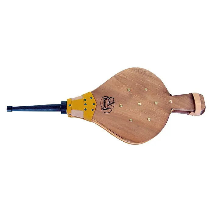 Imex El Zorro Fuelle - Madera, 51 x 22 x 4 cm - Un fuelle de madera con detalles amarillos y el logotipo de Zorro, perfecto para encender chimeneas o parrillas.