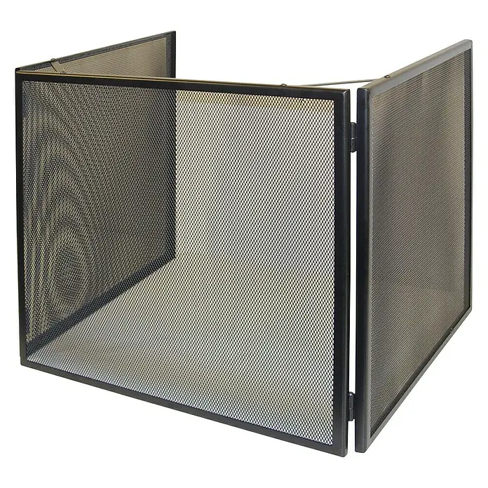Imex El Zorro Salvachispas - An x Al: 72 x 70 cm, Negro - Protector de chimenea de malla metálica negra de tres paneles. Protege contra las chispas y mantiene alejados a niños y mascotas.