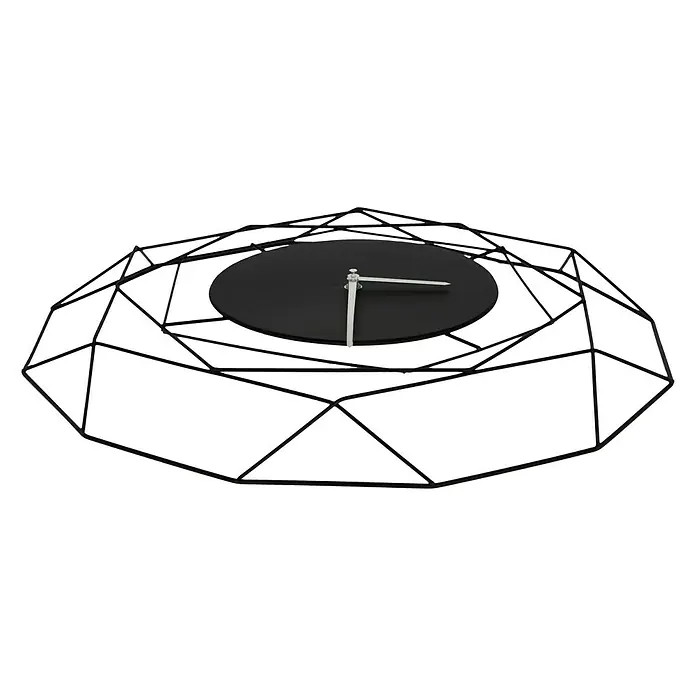Wanduhr 3D - Durchmesser: 50 cm, Schwarz - Ein stilvoller Blickfang: Die moderne schwarze Wanduhr mit geometrischem Drahtdesign und minimalistischem Zifferblatt für ein zeitgemäßes Ambiente.