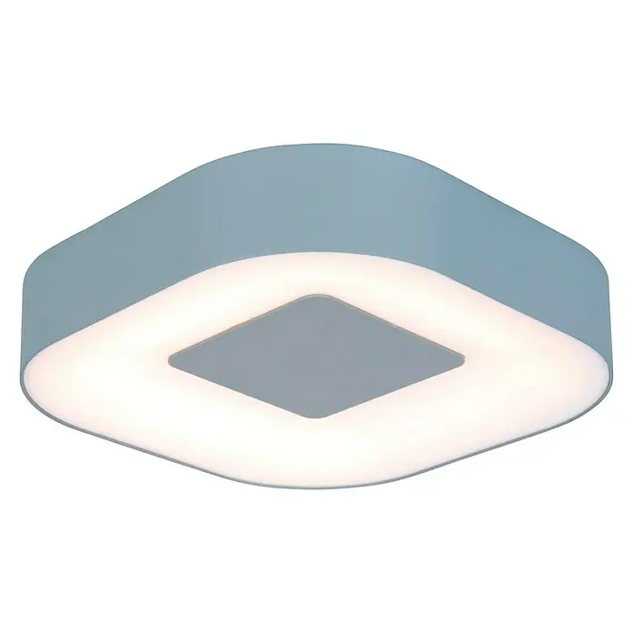 Lutec Aplique exterior LED Ublo Cuadrado - 7,5 W, 4,5 x 16,3 x 16,3 cm, Gris plata, Opal, IP54 - Lámpara de techo LED moderna con marco azul y un patrón de luz cuadrado brillante, ideal para espacios contemporáneos.