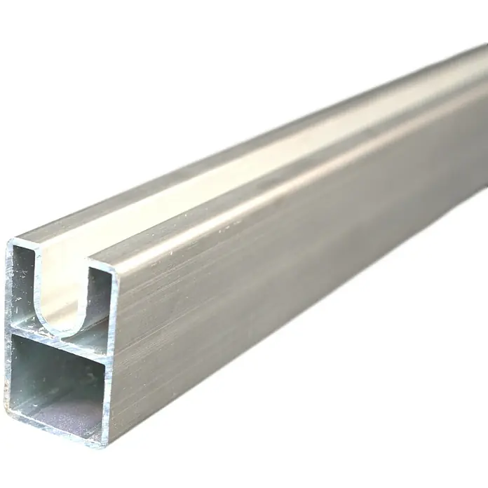T & J Sichtschutzelement Wollbach - B x H: 175 x 180 cm, Anthrazit - Aufnahme eines Aluminiumprofils mit zwei Kanälen, einer quadratischen und einer gerundeten Nut, ideal für Konstruktionen und Befestigungen.