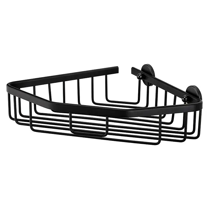 Camargue Eckduschkorb Lela - 30,7 x 21,3 x 6,2 cm, Aluminium, Schwarz - Schwarze Eckduschablage aus Metall zur Aufbewahrung von Badartikeln. Das schlichte Design passt ideal in moderne Badezimmer.