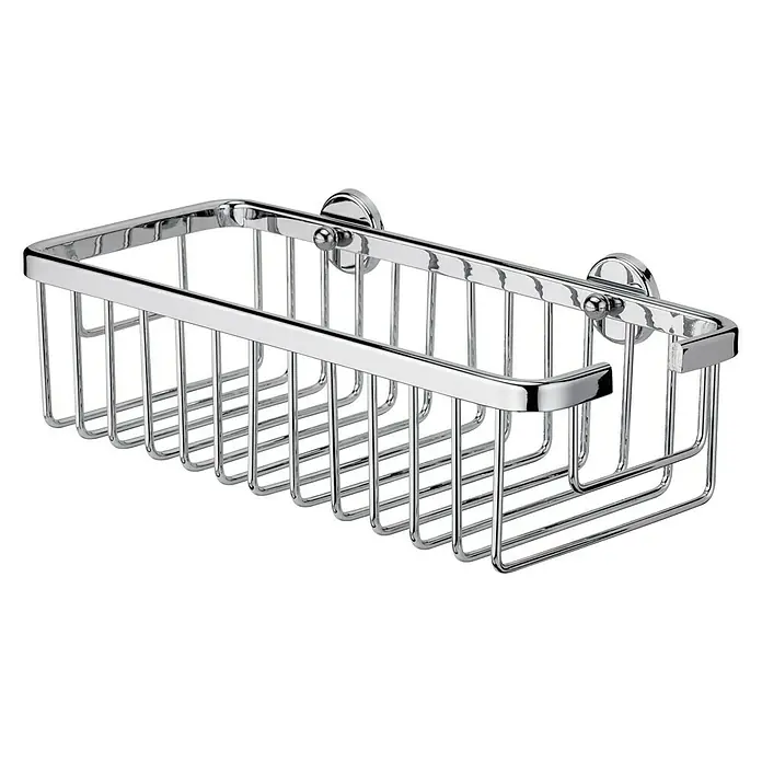 Camargue Cesta de baño Sami - 30 x 13,2 x 7,7 cm, Aluminio, Cromo - Una cesta de ducha cromada brillante con diseño rectangular y montaje en pared para accesorios de baño.
