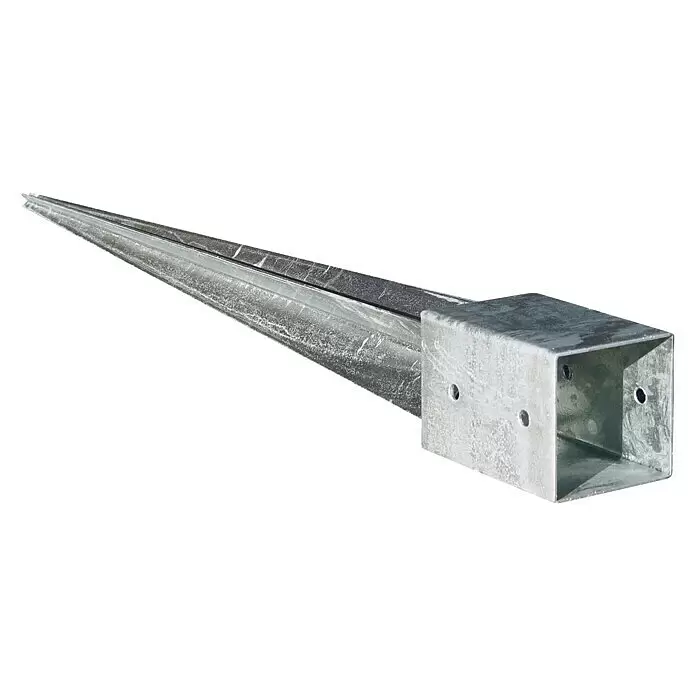T & J Einschlagbodenhülse - 71 x 71 x 750 mm - Diagonale Ansicht